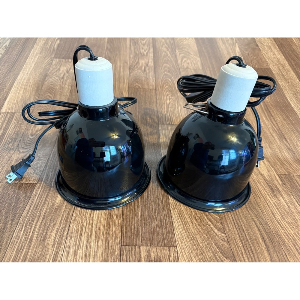 Zoo Med LF-18 Deep Dome Lamp Fixture Black 125W Max Reptile Terrarium Set of 2